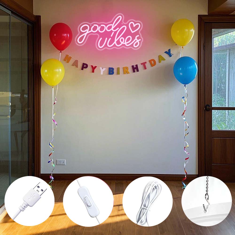 Pink Good Vibes LED Neon Sign