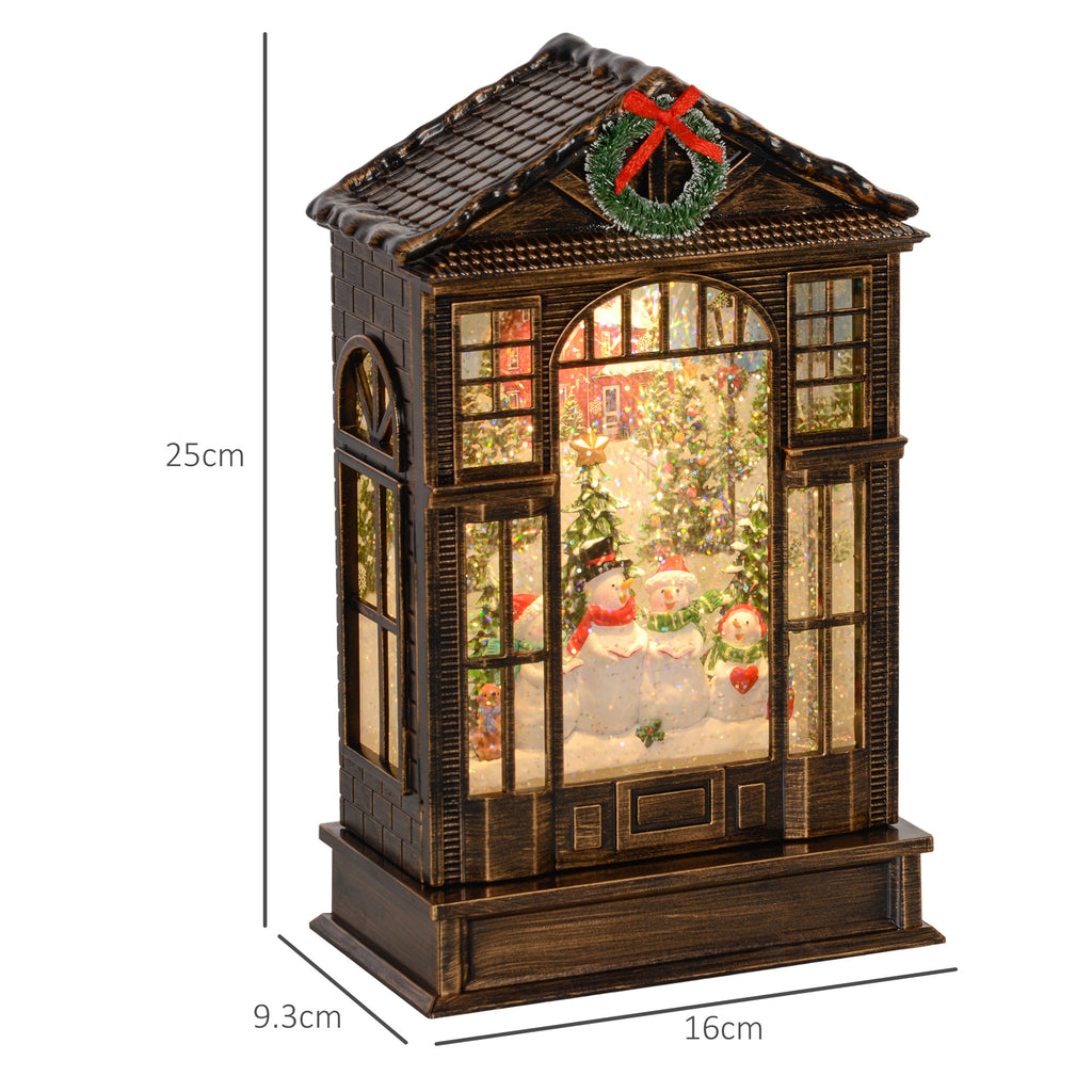 Musical Christmas Snow Globe Lantern with Lights - Bronze Tone