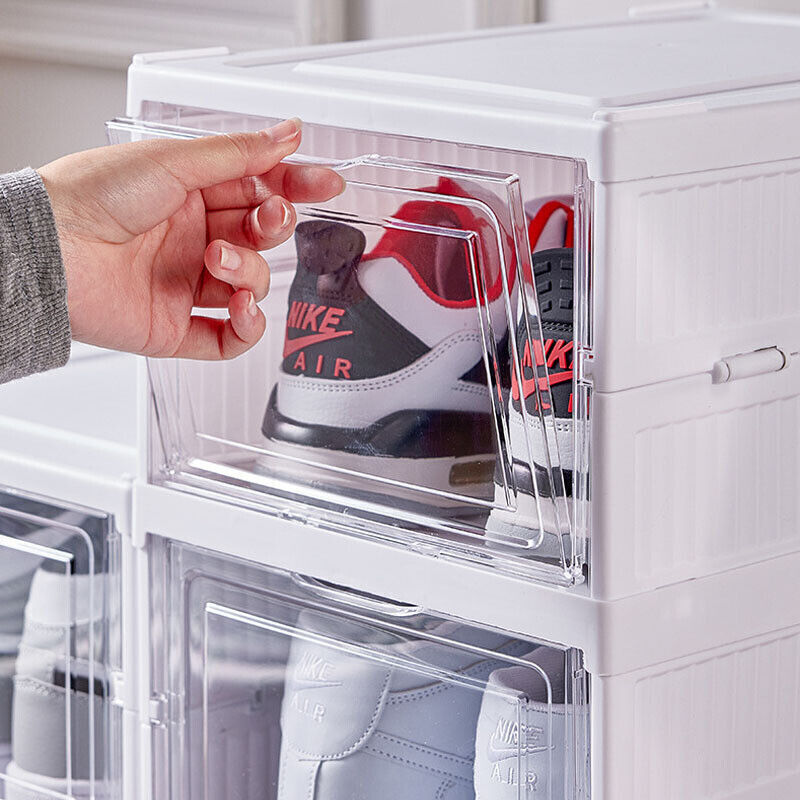 Stackable Foldable Shoe Storage Box - 6 Boxes - Clear