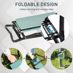 Folding Garden Kneeler and Seat with Tool Bag - Green