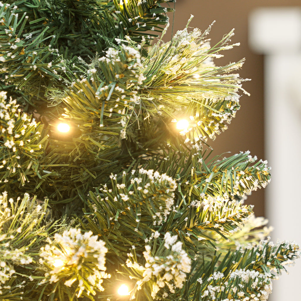 Prelit Snow Flocked Tabletop Christmas Tree, 60 cm - Green