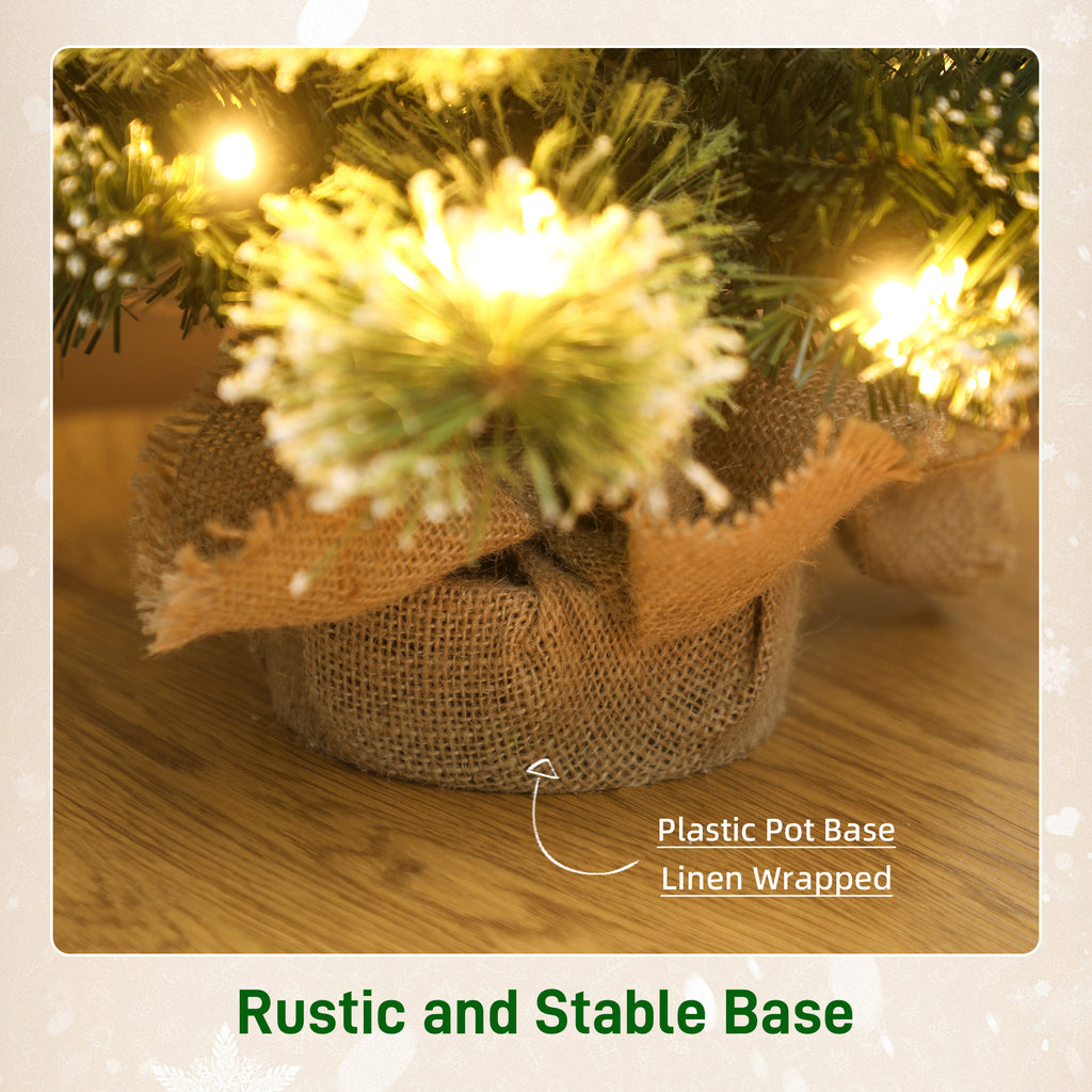 Prelit Snow Flocked Tabletop Christmas Tree, 60 cm - Green