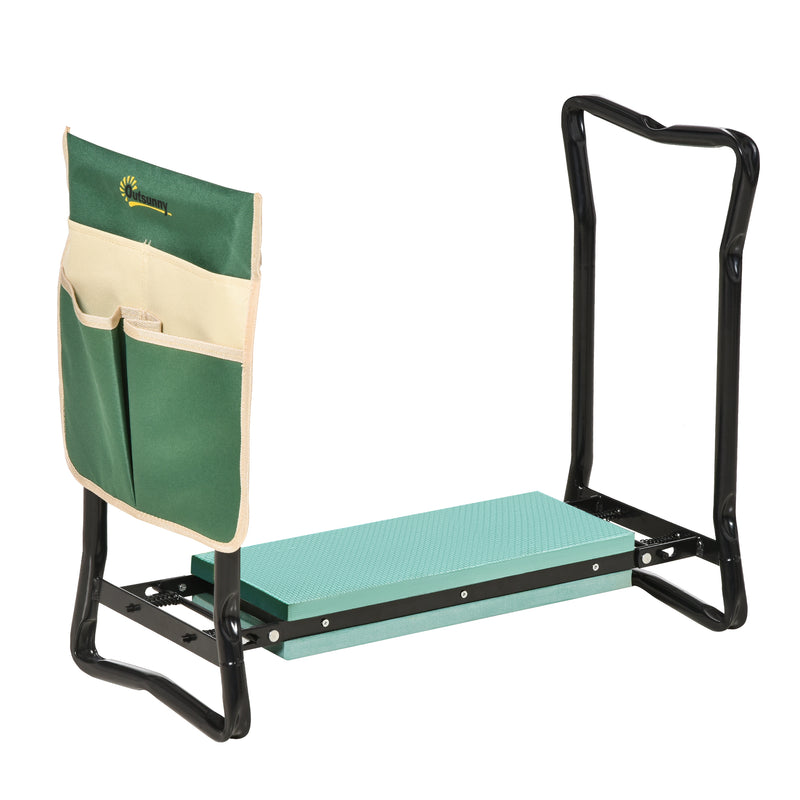 Folding Garden Kneeler and Seat with Tool Bag - Green