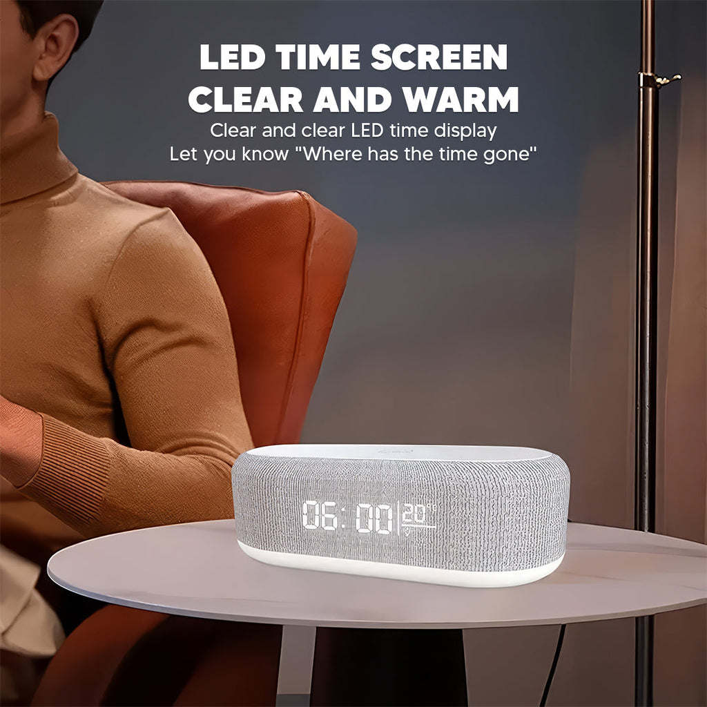 Bluetooth Speaker with Wireless Charger and Clock