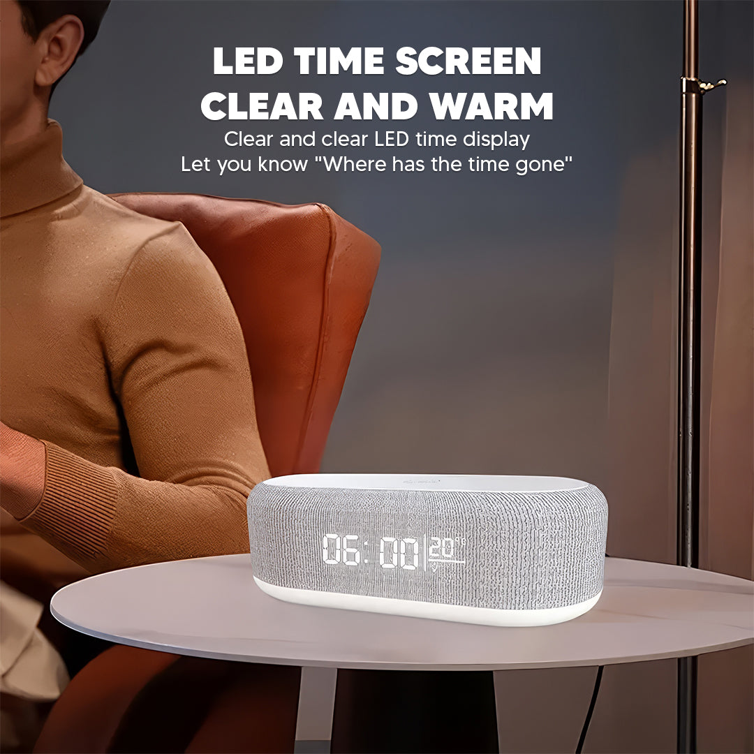 Bluetooth Speaker with Wireless Charger and Clock