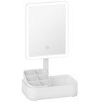 Rechargeable LED Makeup Mirror with Storage Box - 1000 mAh battery - White