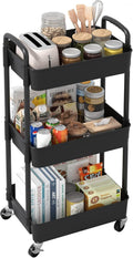 3Tier Rolling Cart Storage Trolley Kitchen Bathroom Laundry Organiser Rack Black