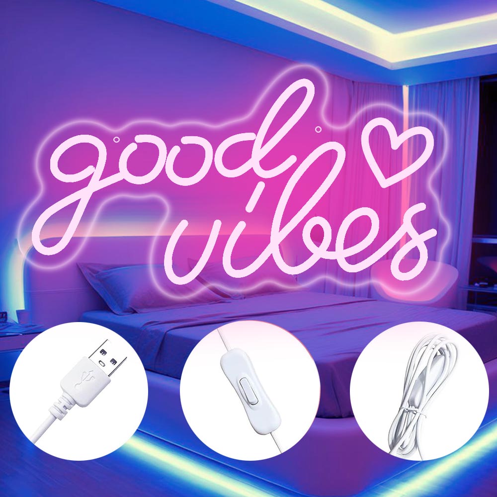 Pink Good Vibes LED Neon Sign