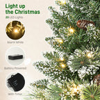Prelit Snow Flocked Tabletop Christmas Tree, 60 cm - Green