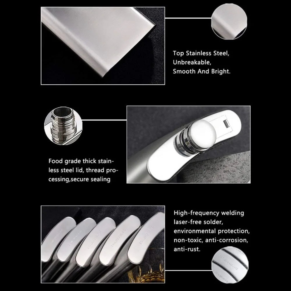 Stainless Steel Pocket Hip Flask with Funnel - Multiple sizes available
