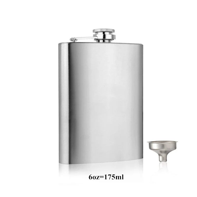 Stainless Steel Pocket Hip Flask with Funnel - Multiple sizes available