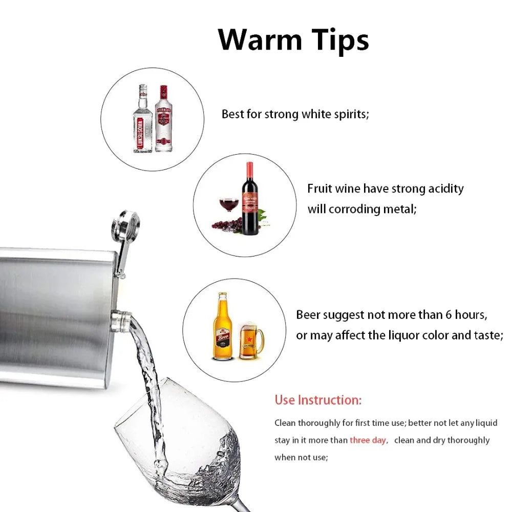Stainless Steel Pocket Hip Flask with Funnel - Multiple sizes available