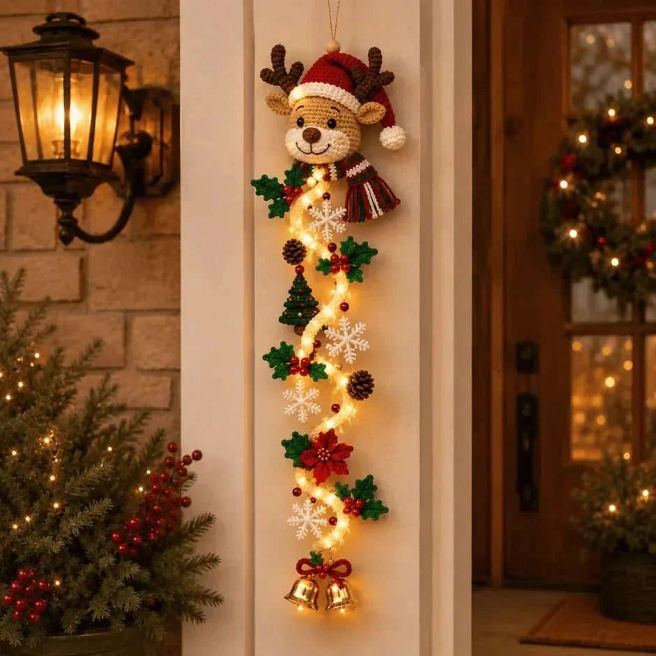 Crochet Christmas Door Hanger with LED Glow