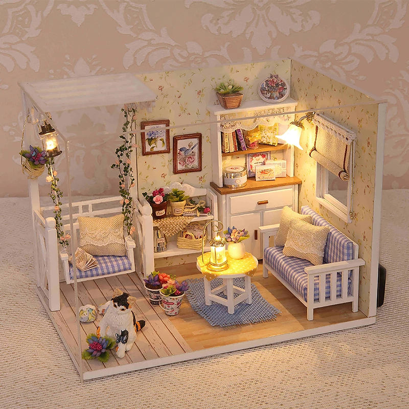 Kitten Miniature House, Wooden 3D Puzzle Kit - Wood