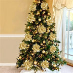 Glitter Christmas Tree Flower Ornaments - Silk