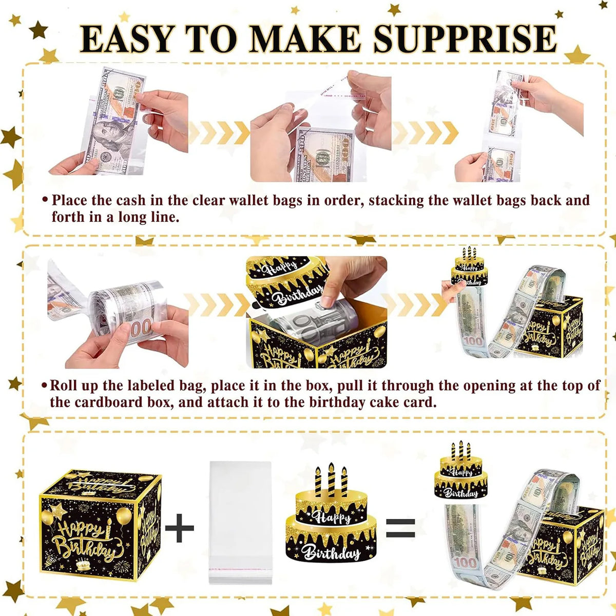 Birthday Cash Gift Box with Cake Card - Paperboard
