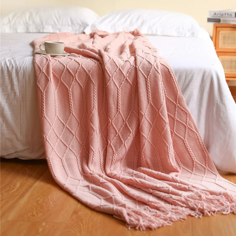 Lightweight Cable Knit Throw Blanket