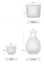 Japanese Glass Sake Set with Flask and Cups