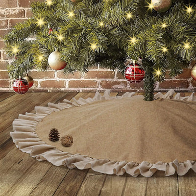 Rustic Jute Christmas Tree Skirt - Natural