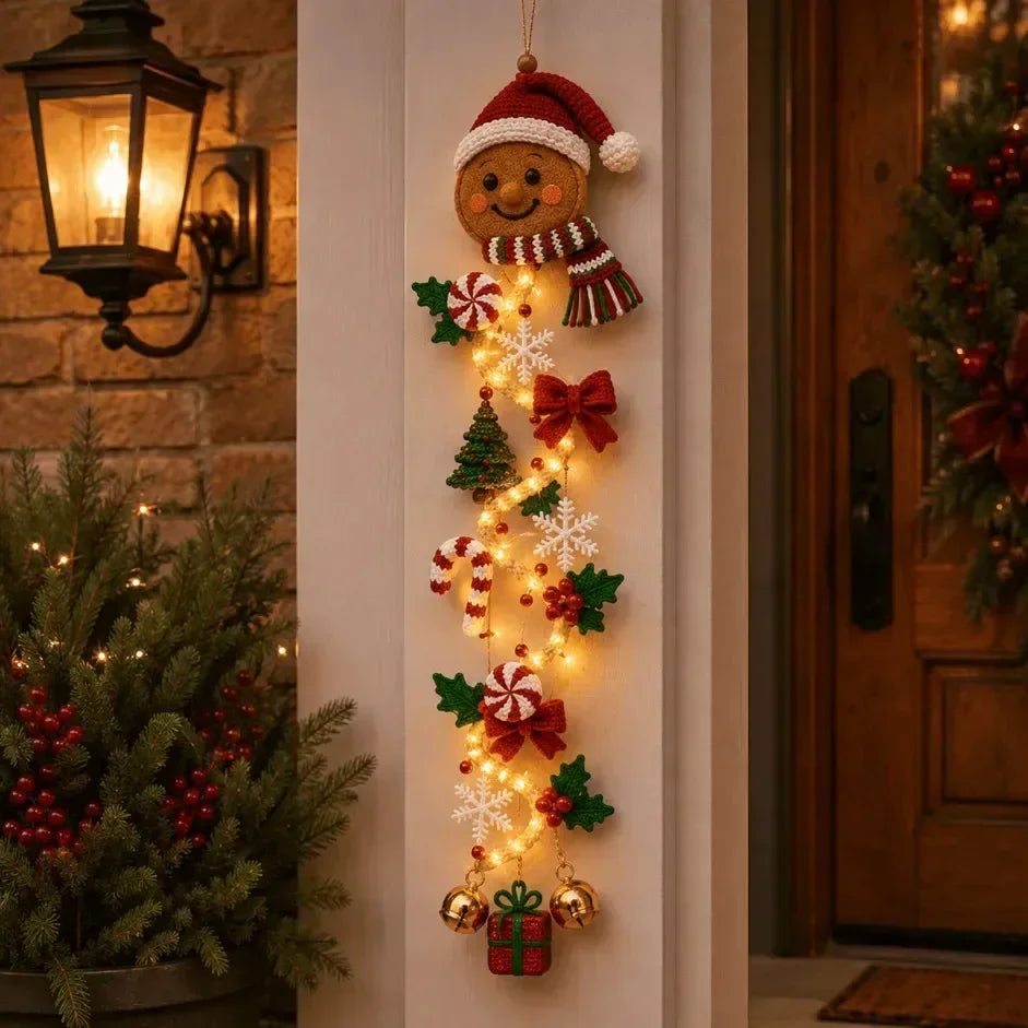 Crochet Christmas Door Hanger with LED Glow