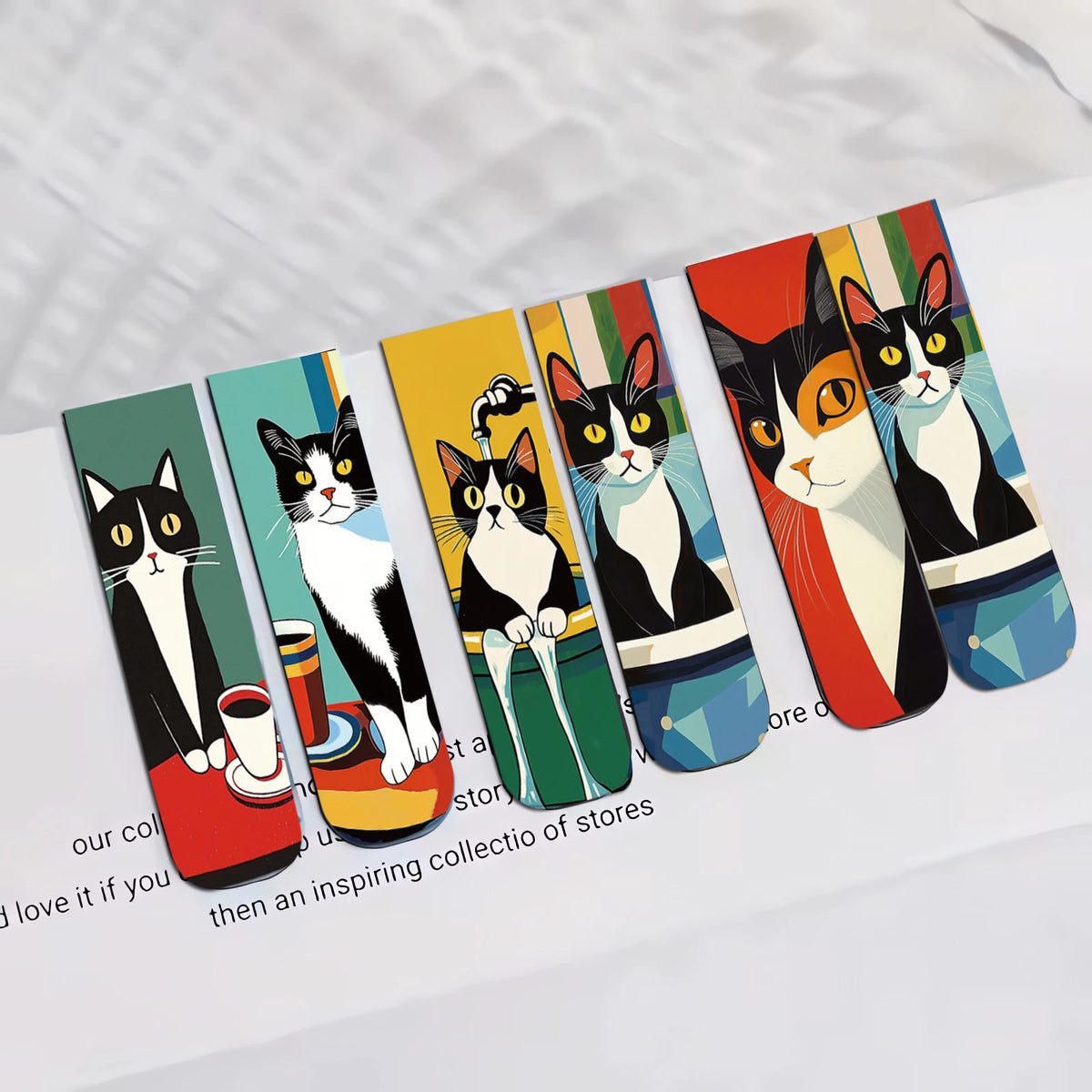 Cat Magnetic Bookmarks, Set of 5 - Material