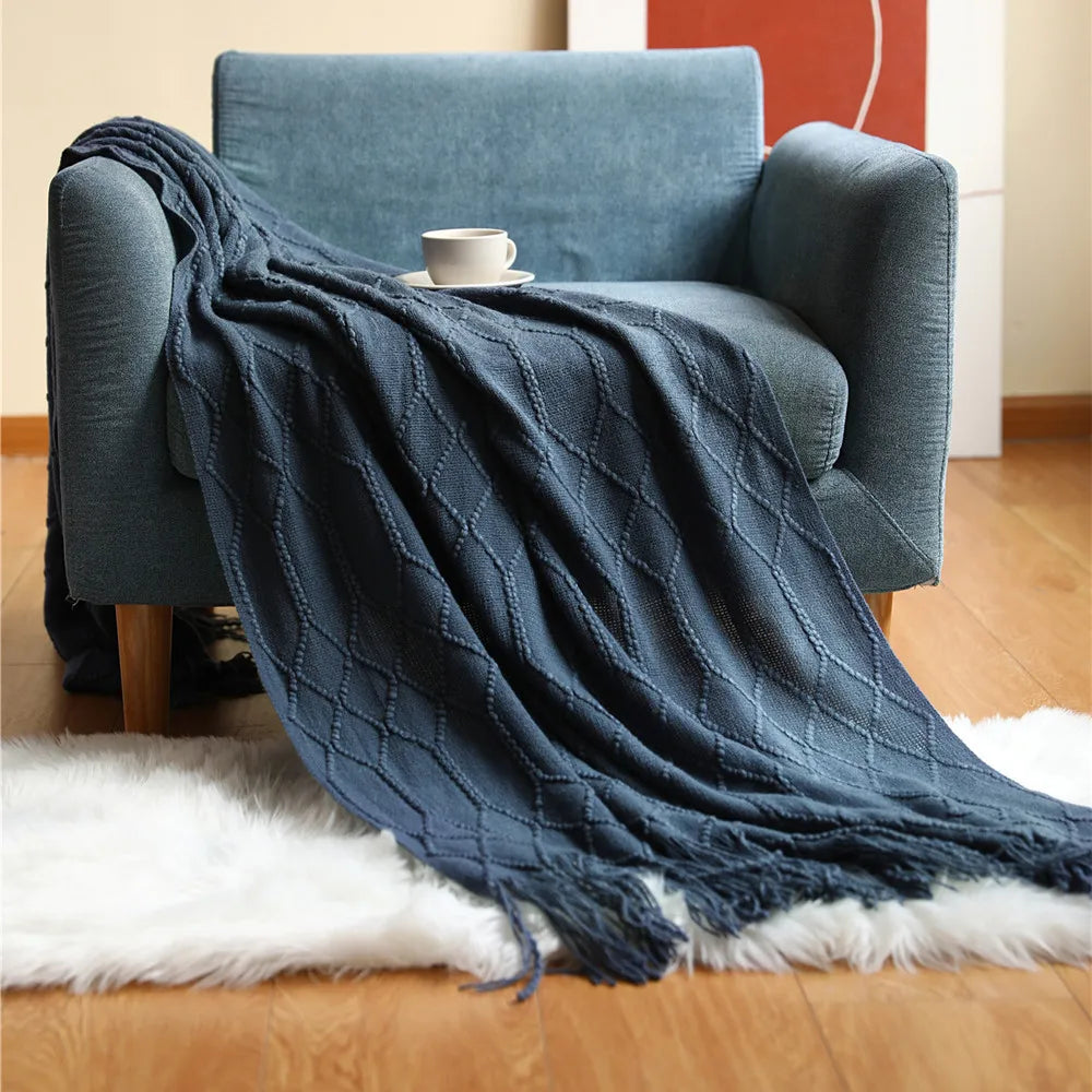 Lightweight Cable Knit Throw Blanket