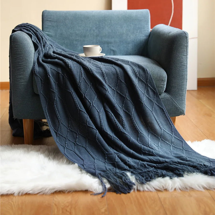 Lightweight Cable Knit Throw Blanket