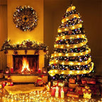 Light-Up Christmas Ribbon with LEDs and Star Pattern - Warm white or colourful