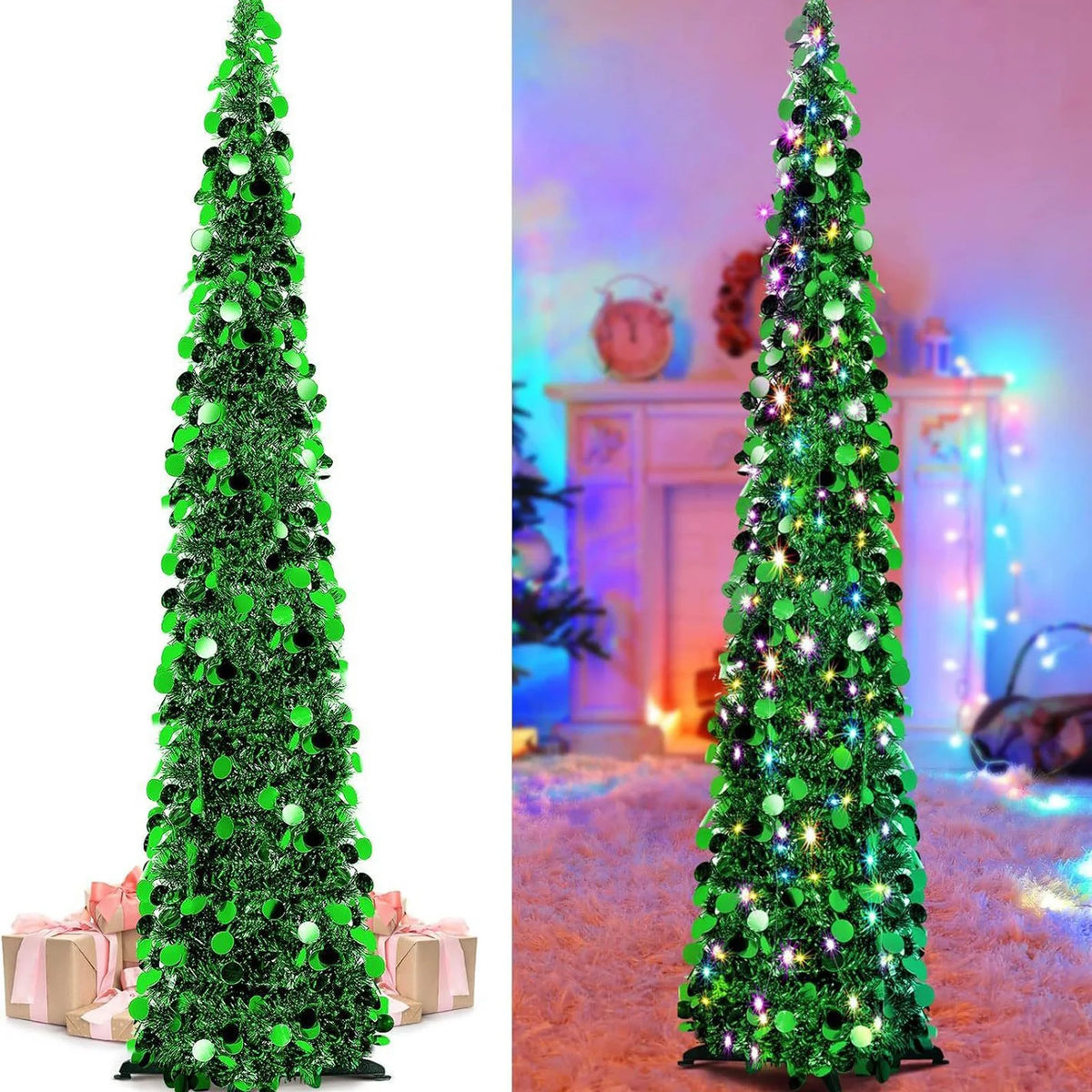 Foldable Spiral Tinsel Christmas Tree
