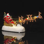 Light Up Santa Sleigh and Reindeer Christmas Figurine - Resin