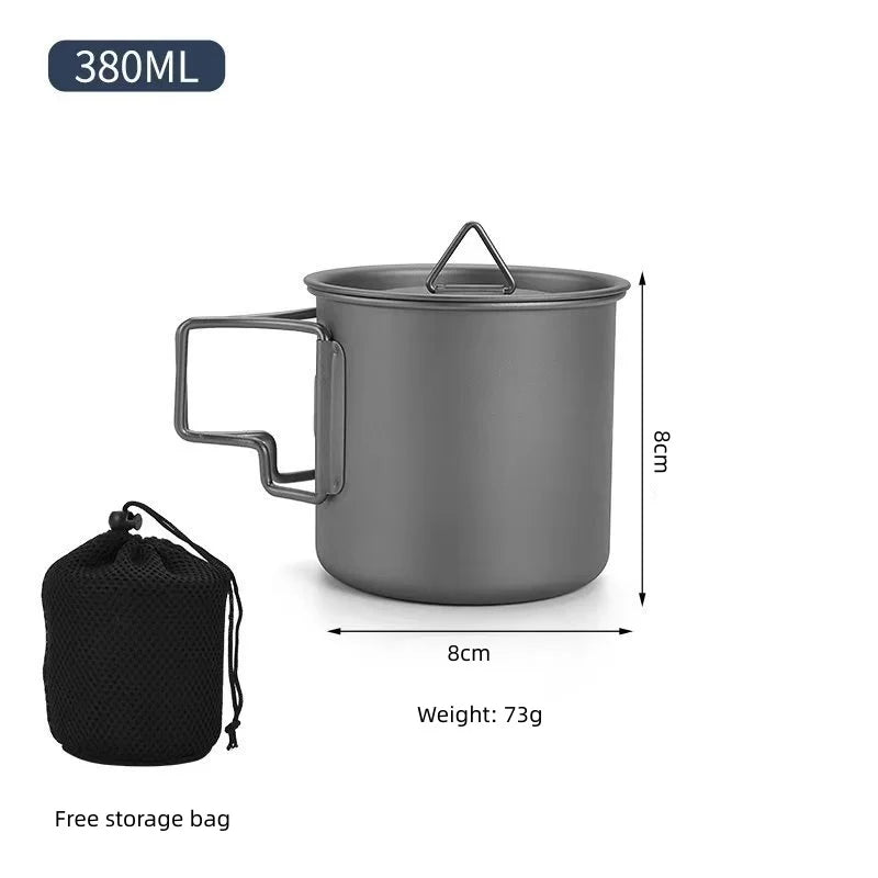 Titanium Camping Mug with Folding Handle - 220 ml to 750 ml - Other Base Metals