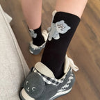 Cat Face Novelty Socks, 3 Pairs - Polyester