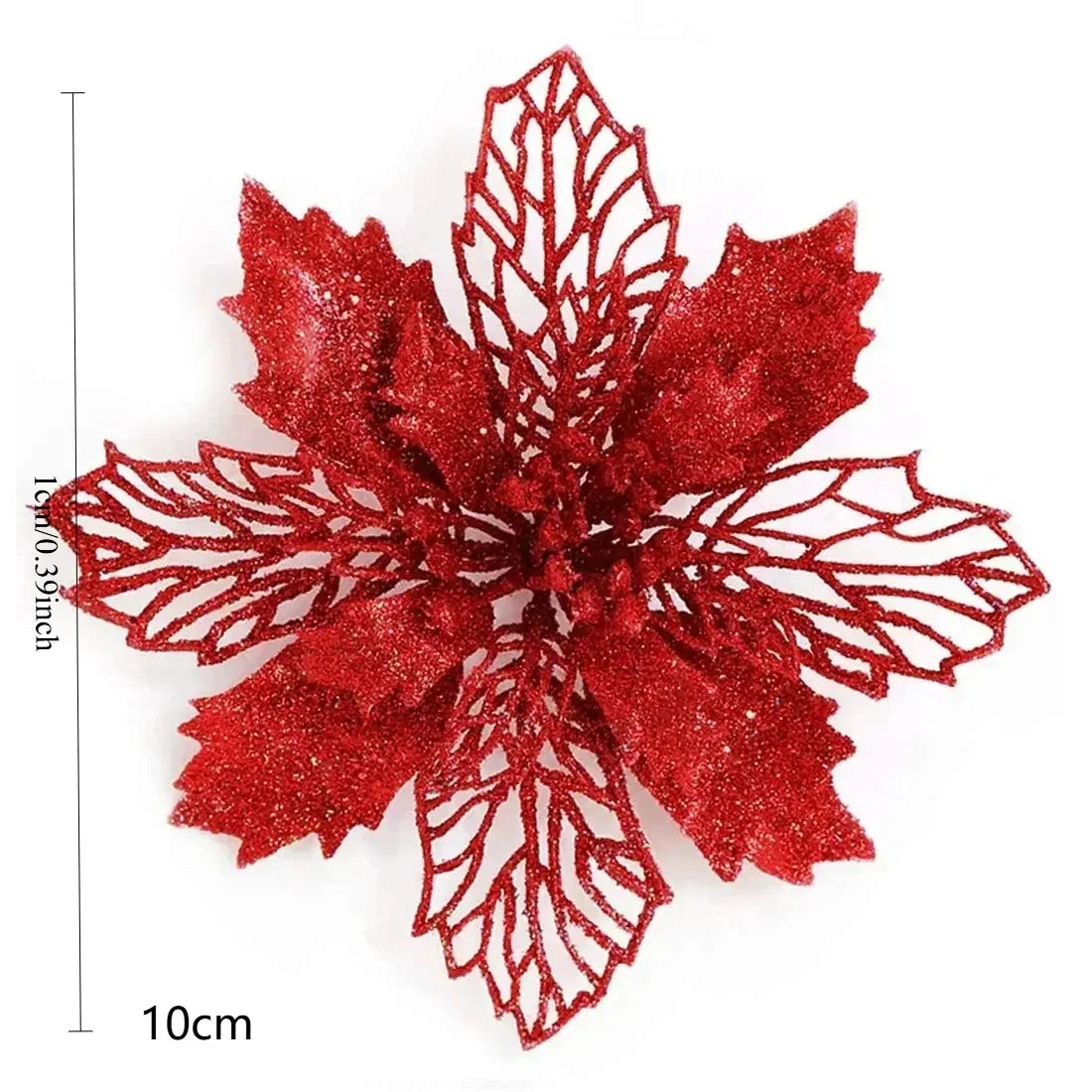 Glitter Christmas Tree Flower Ornaments - Silk