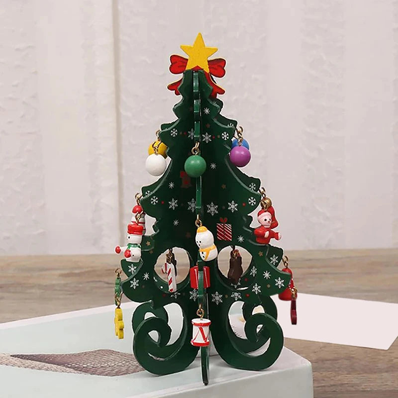 Wooden Christmas Tree Desktop Ornament