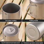 Titanium Camping Mug with Folding Handle - 220 ml to 750 ml - Other Base Metals