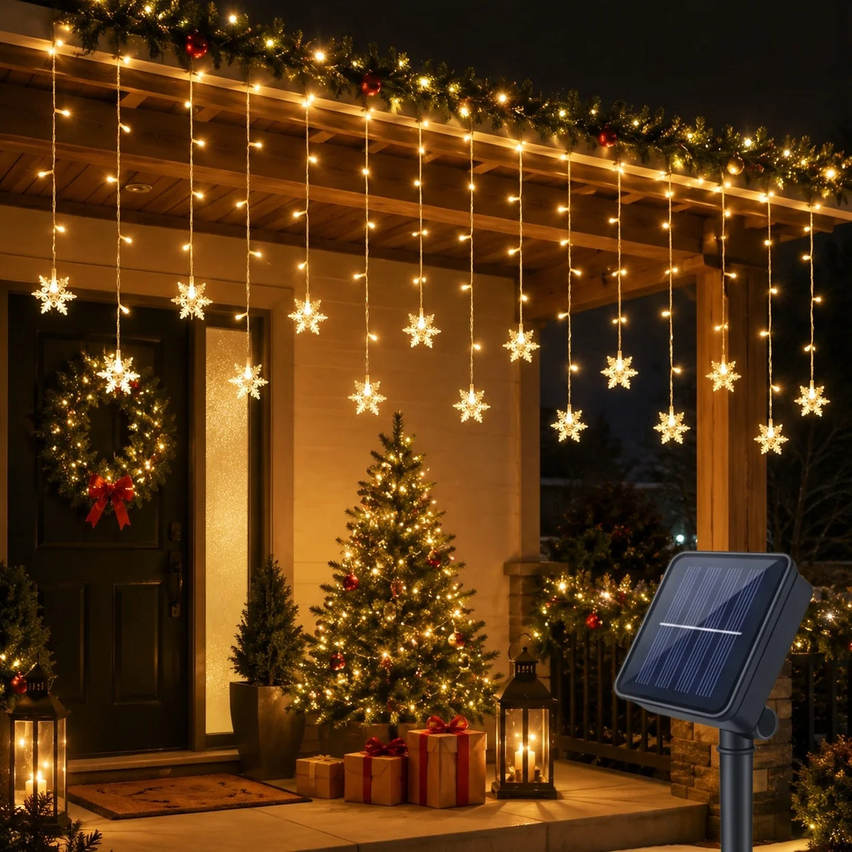 Solar Snowflake Ice Strip String Lights
