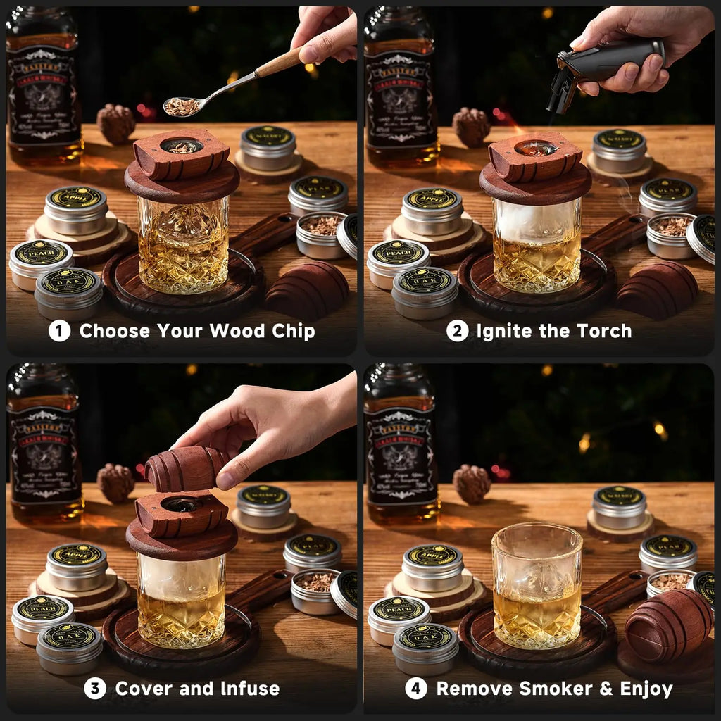 Wooden Cocktail Smoker Kit for Whisky - Wood