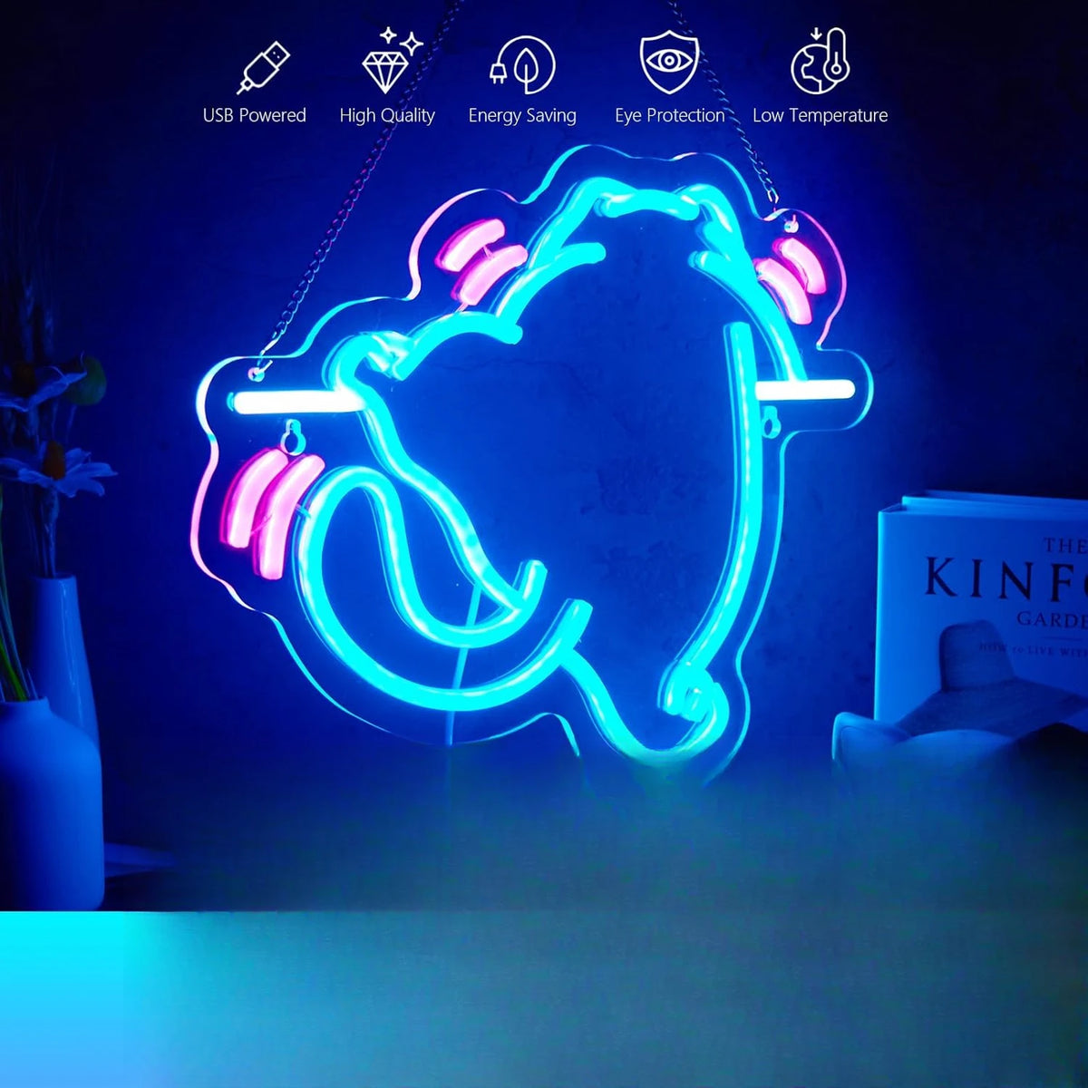 Cat LED Neon Sign, Dimmable USB Night Light