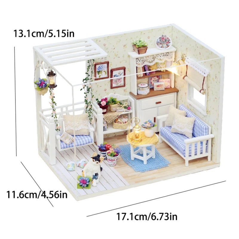Kitten Miniature House, Wooden 3D Puzzle Kit - Wood