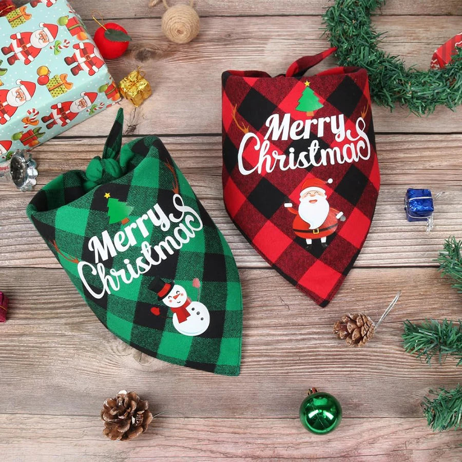 Christmas Dog Bandana Triangle Scarf