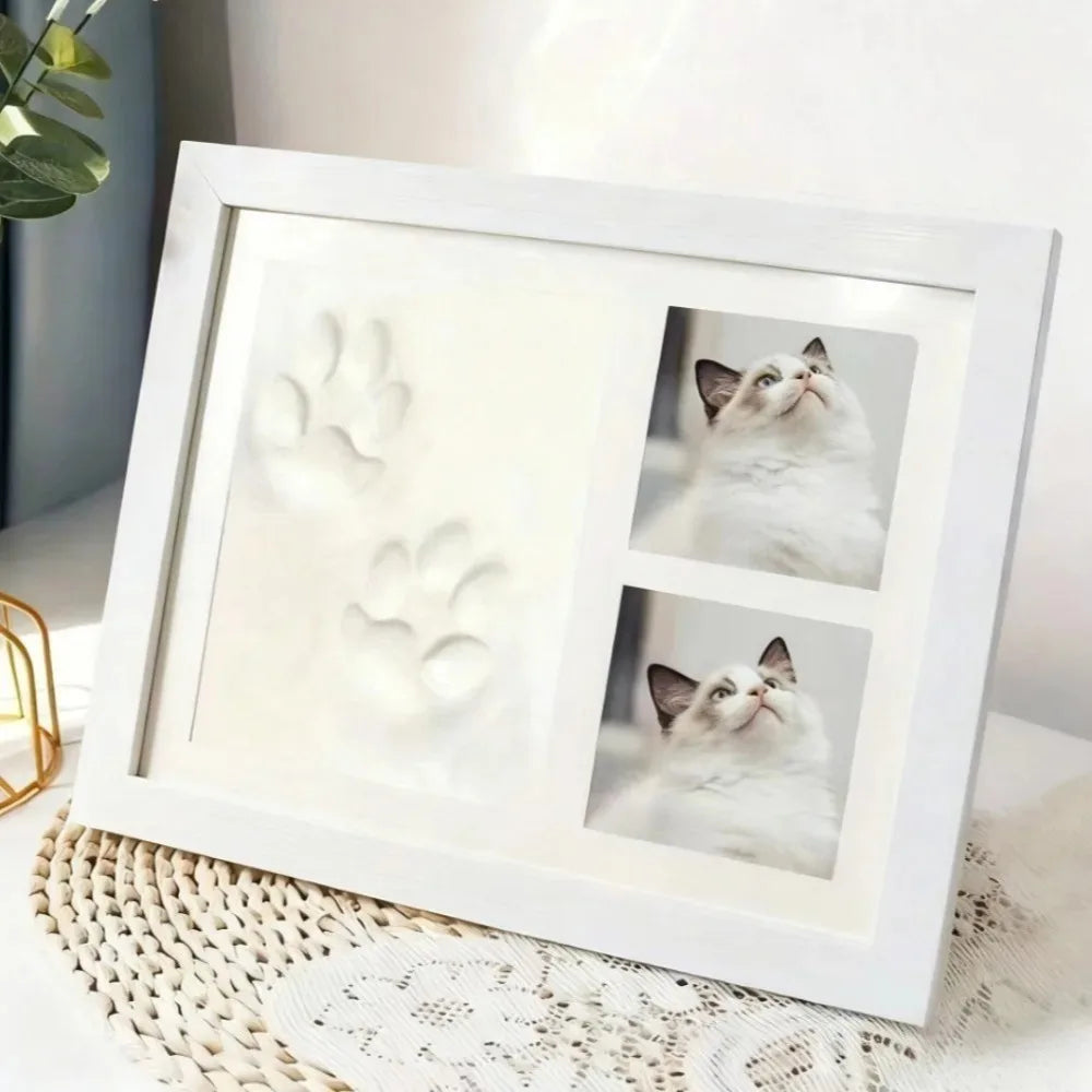 DIY Pet Paw Print Memorial Kit with Photo Frame - Wood