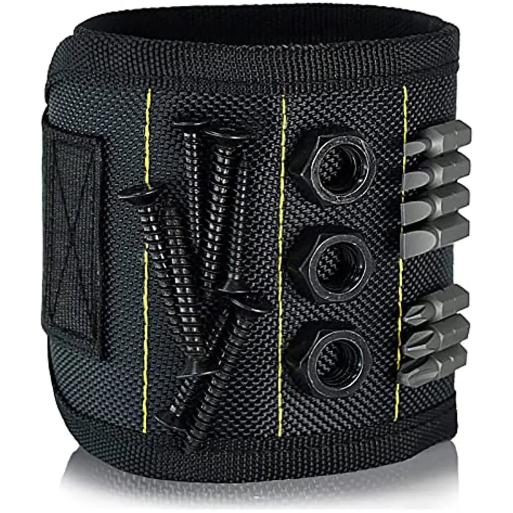 Magnetic Wristband for Screws, Nails and Drill Bits - Black