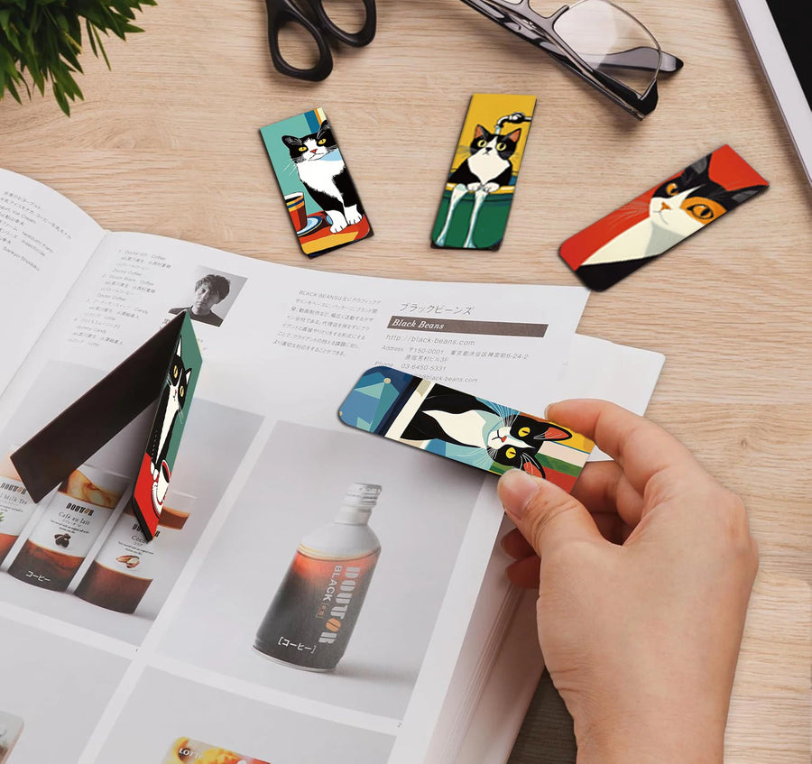 Cat Magnetic Bookmarks, Set of 5 - Material