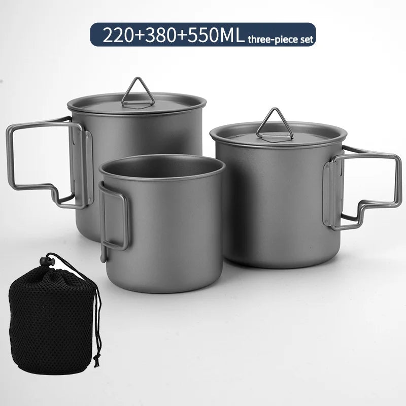 Titanium Camping Mug with Folding Handle - 220 ml to 750 ml - Other Base Metals