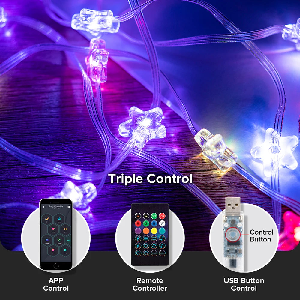 USB RGB Star String Lights with App and Remote