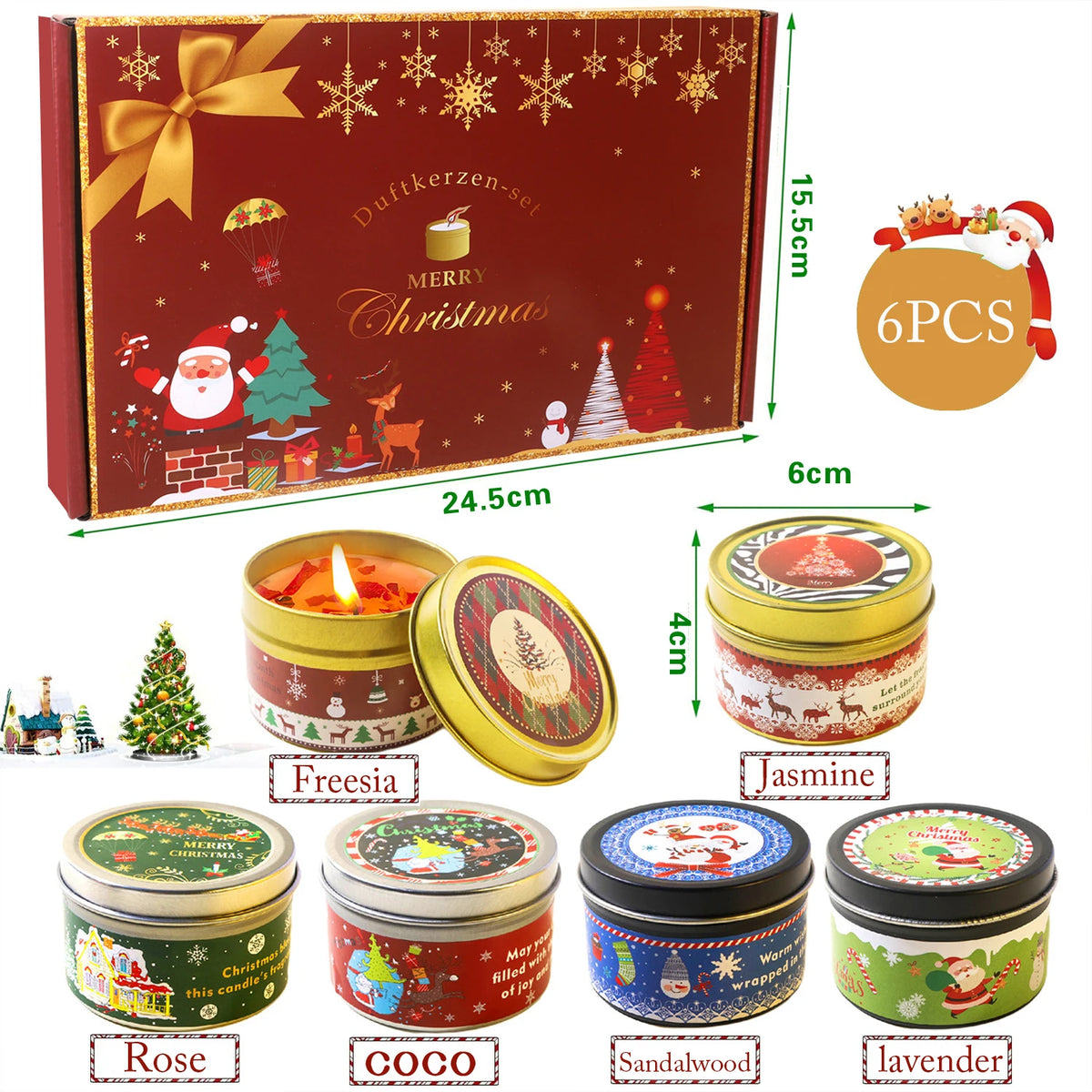 Christmas Scented Soy Wax Candle Gift Set