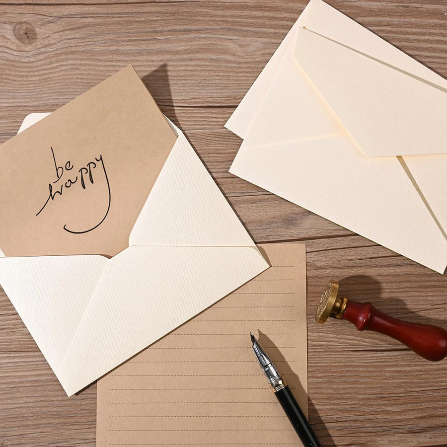 Letter Writing Set with Wax Seal Stickers - 32 pieces - Kraft brown