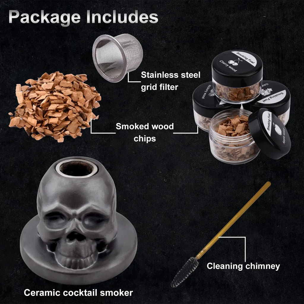 Ceramic Skull Cocktail Smoker Kit for Whiskey