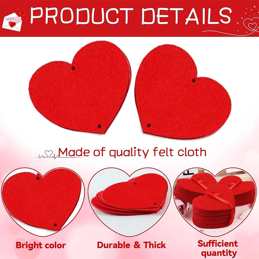Heart Garland for Valentine's Day, 3 m String - Polyester