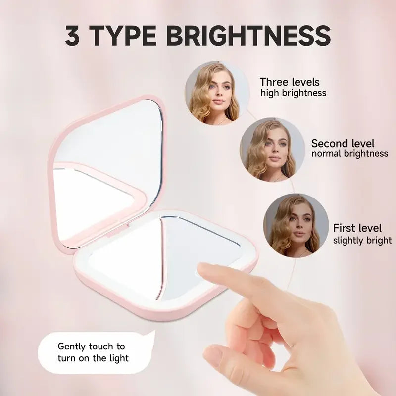 LED Compact Makeup Mirror, Folding Pocket Size